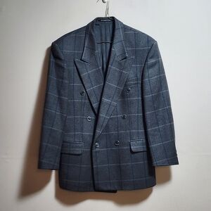 Vintage Bosa houndstooth plaid oversized wool blazer color grey size medium